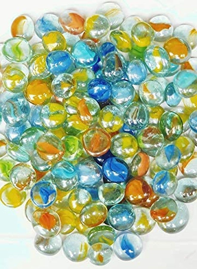 Parakh Unique Multicolour Shaded Marbles Flat Round Aquarium Pebbles for Vase Fillers, Glass Gems Stone, Table Scatter, Landscaping, Aquarium Fish Tank, Party Decoration, Crystal Rocks (60 Pieces) - Image 1